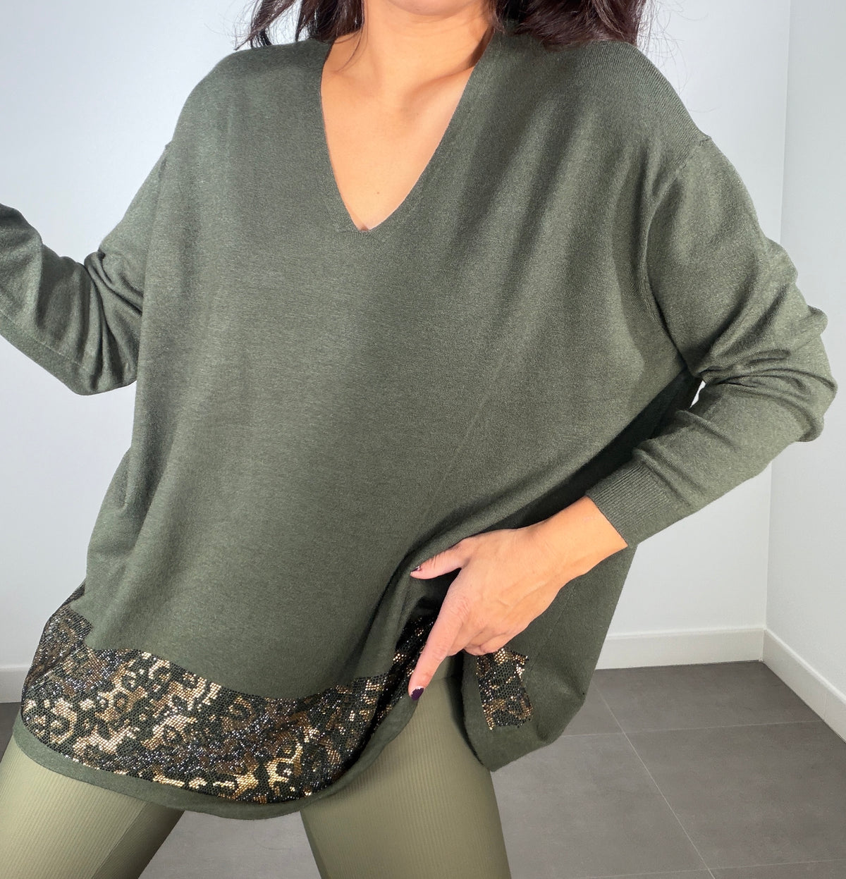 Jersey OVERSIZE GLITTER ANIMAL PRINT