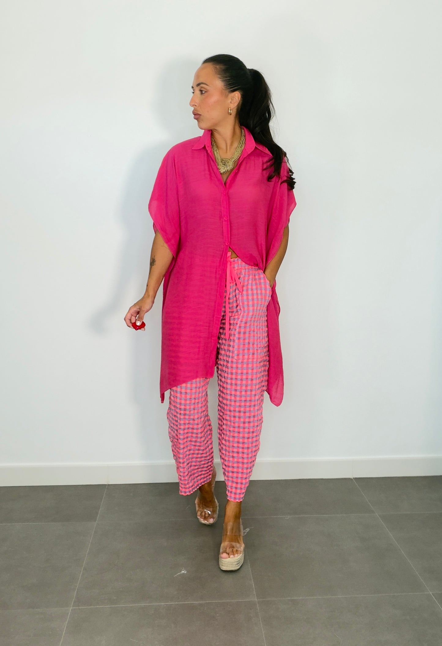 Pantalón VICHY FLÚOR CORDÓN