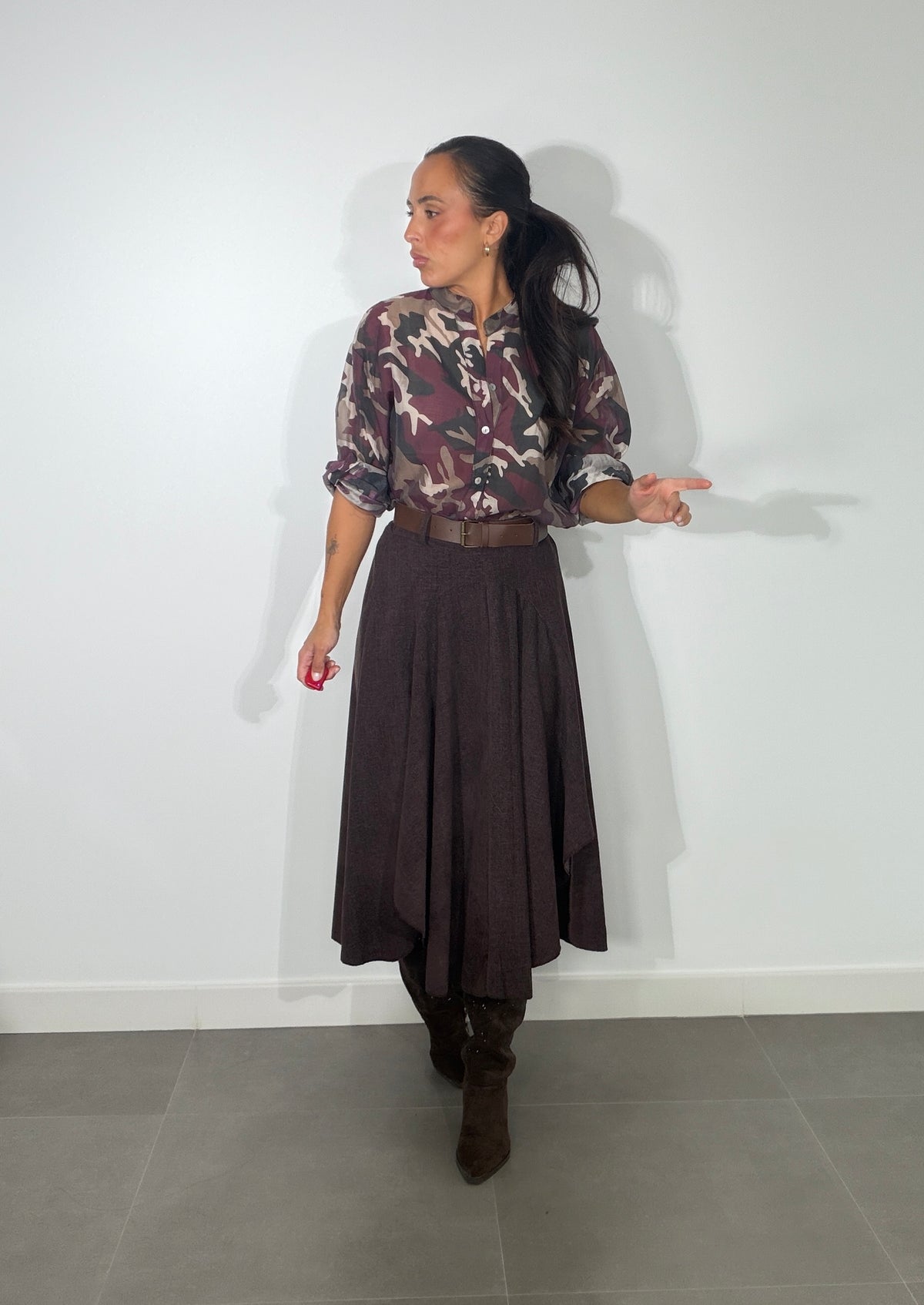 Falda ASIMÉTRICA PIEL MELOCOTÓN