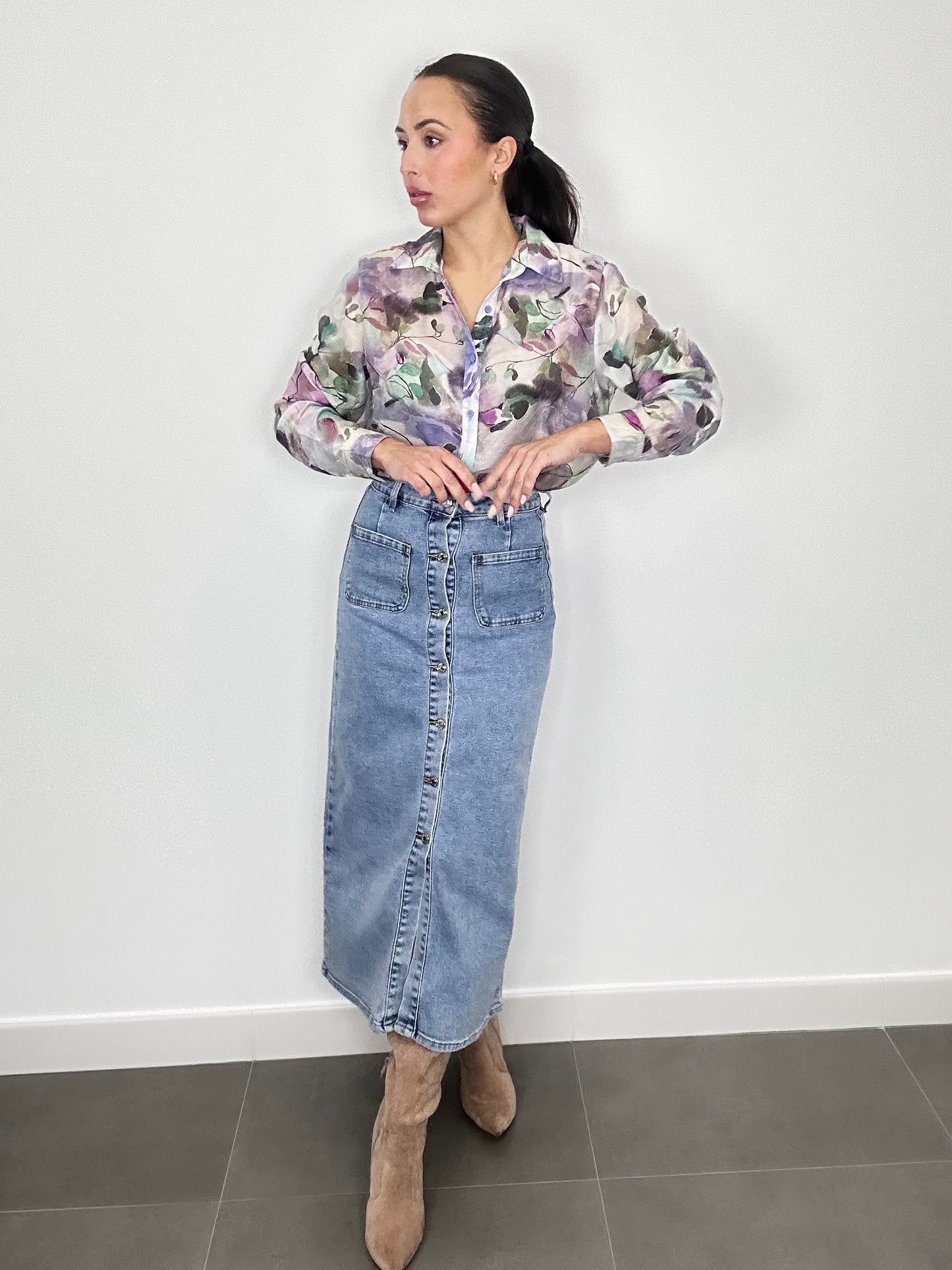 Falda DENIM LARGA BOTONES