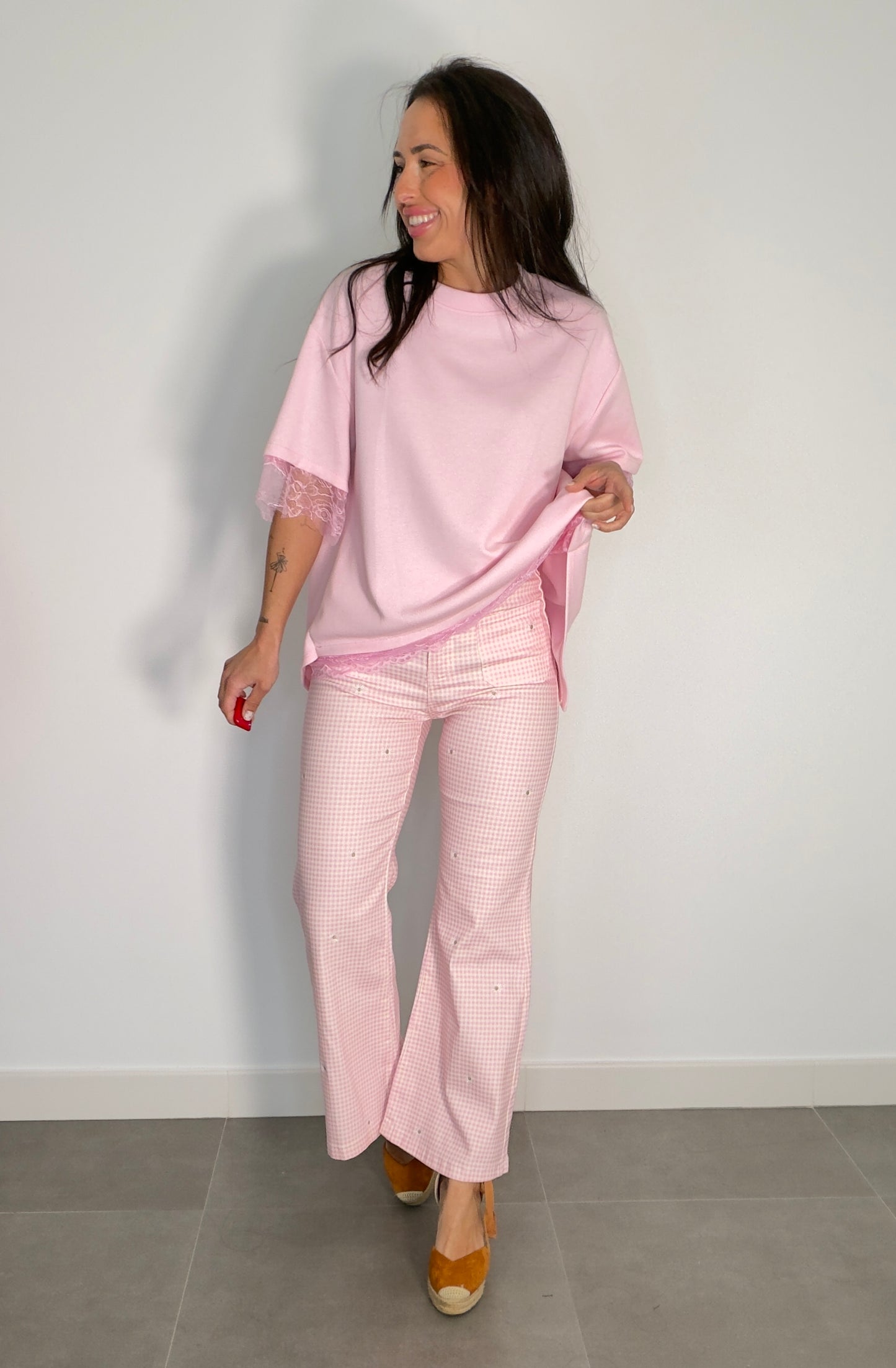Pantalón VICHY BORDADO