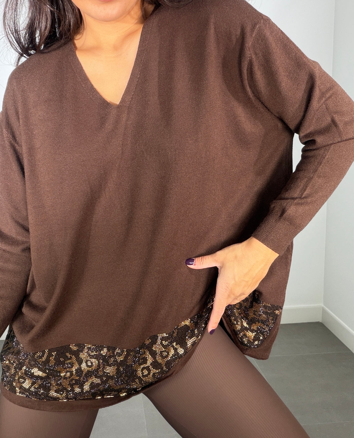 Jersey OVERSIZE GLITTER ANIMAL PRINT