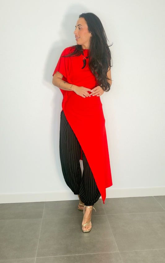 Camiseta LARGA ALGODÓN ASIMÉTRICA