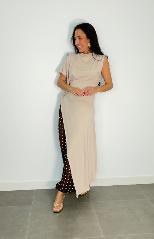 Camiseta LARGA ALGODÓN ASIMÉTRICA