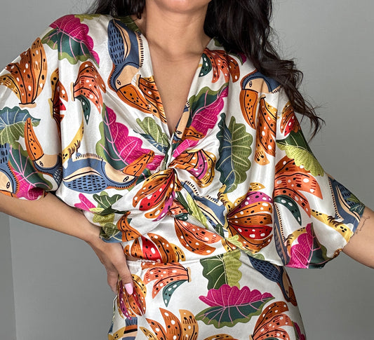 Top SATINADO NUDO ESTAMPADO