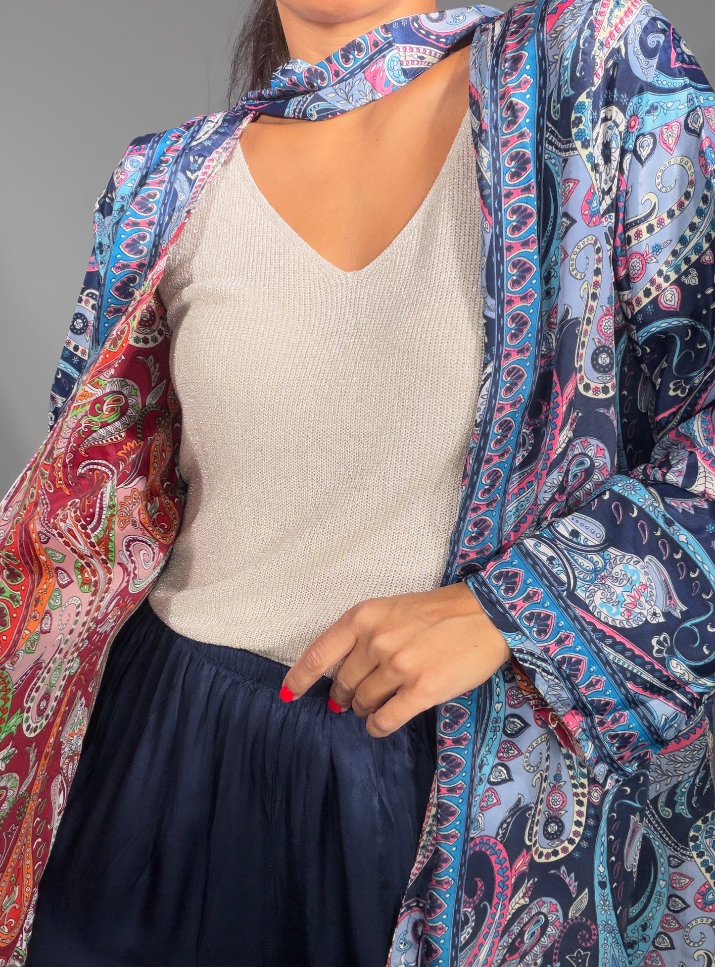 Kimono REVERSIBLE CORTO CACHEMIR