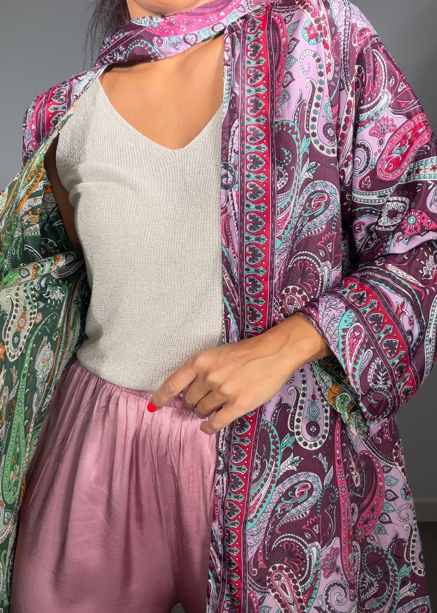 Kimono REVERSIBLE CORTO CACHEMIR