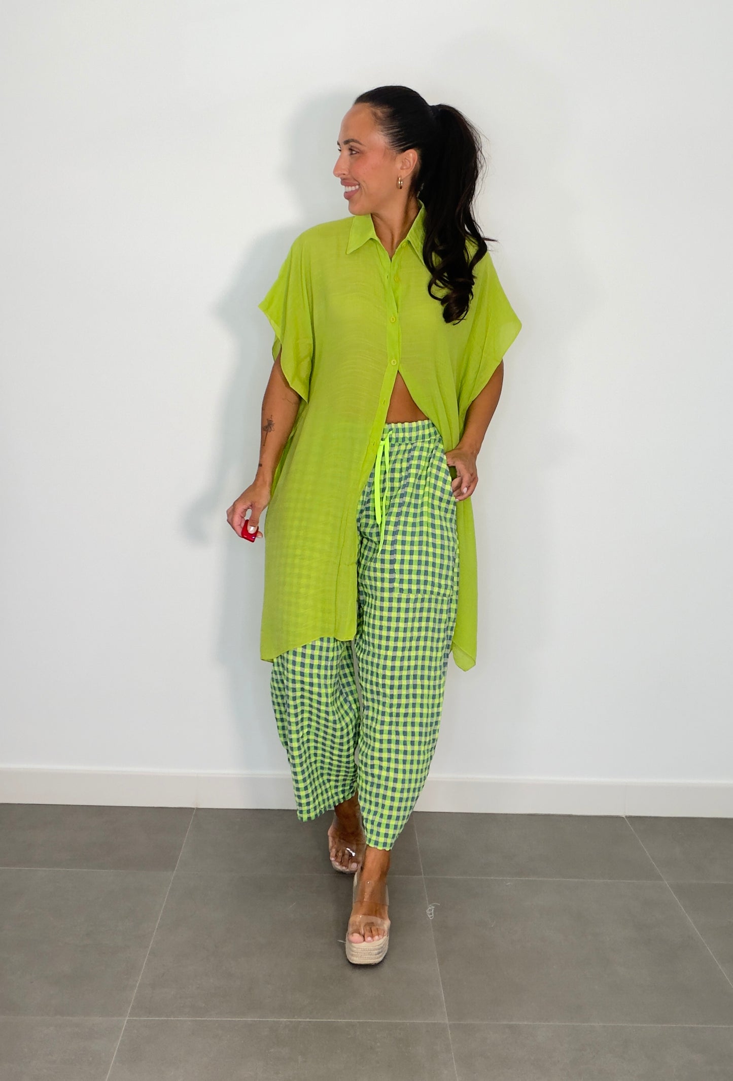 Pantalón VICHY FLÚOR CORDÓN