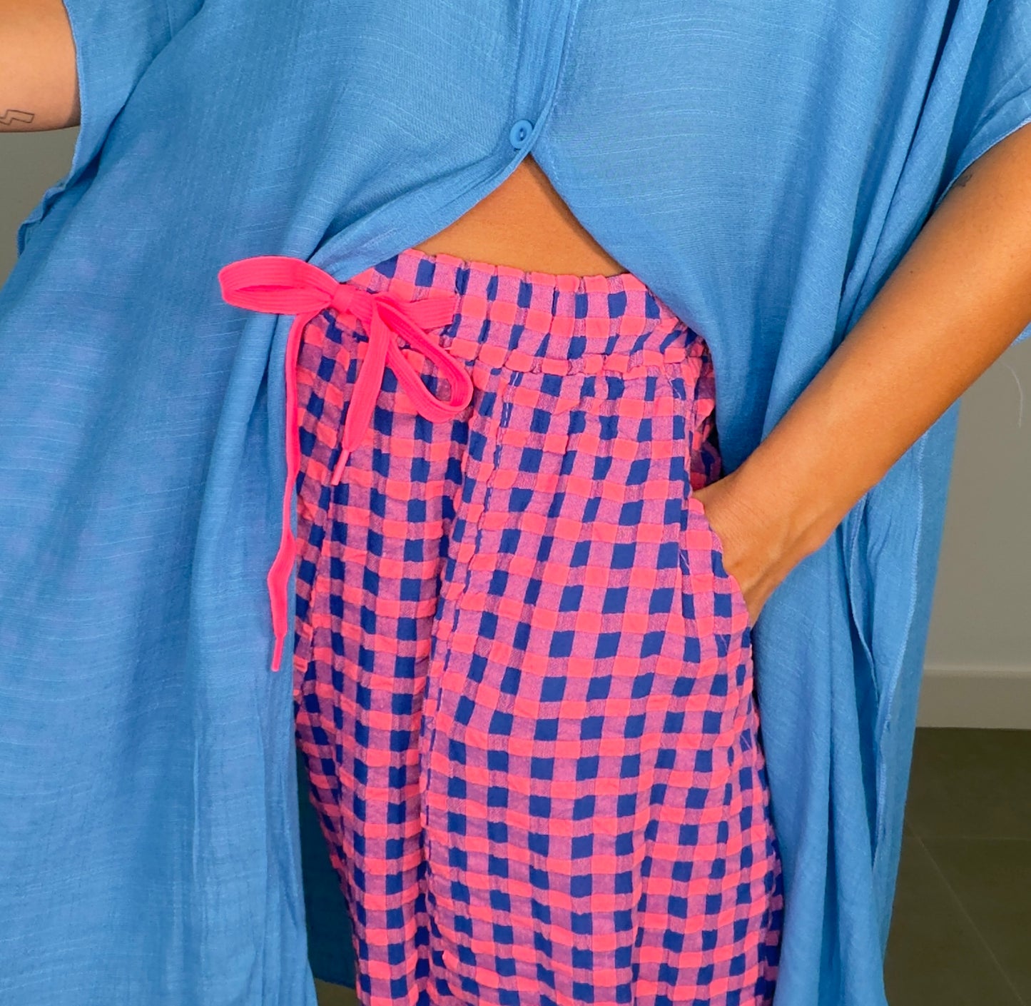 Pantalón VICHY FLÚOR CORDÓN
