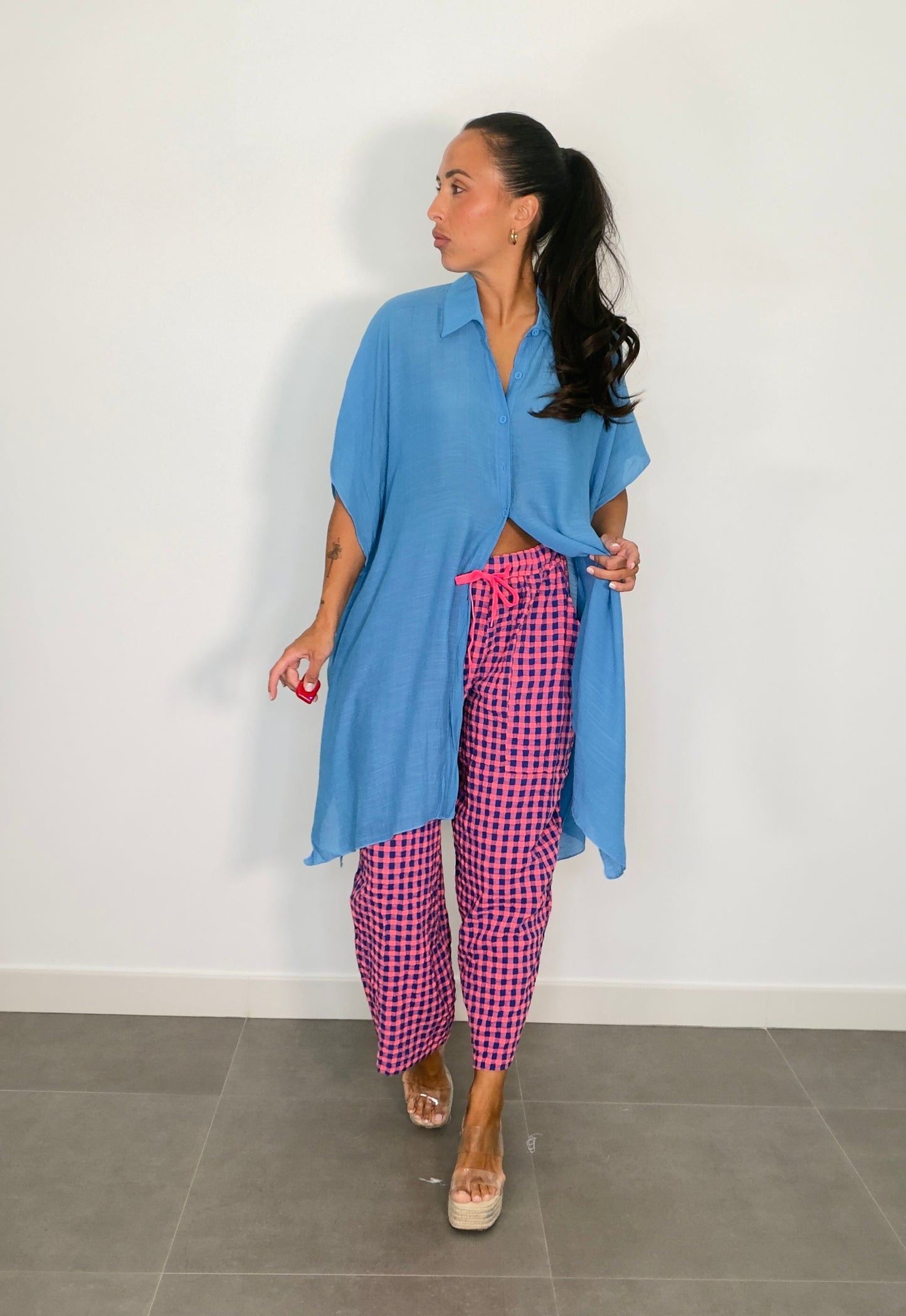 Pantalón VICHY FLÚOR CORDÓN