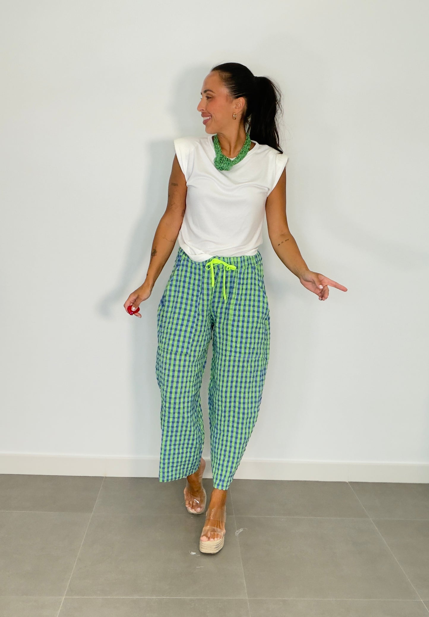 Pantalón VICHY FLÚOR CORDÓN