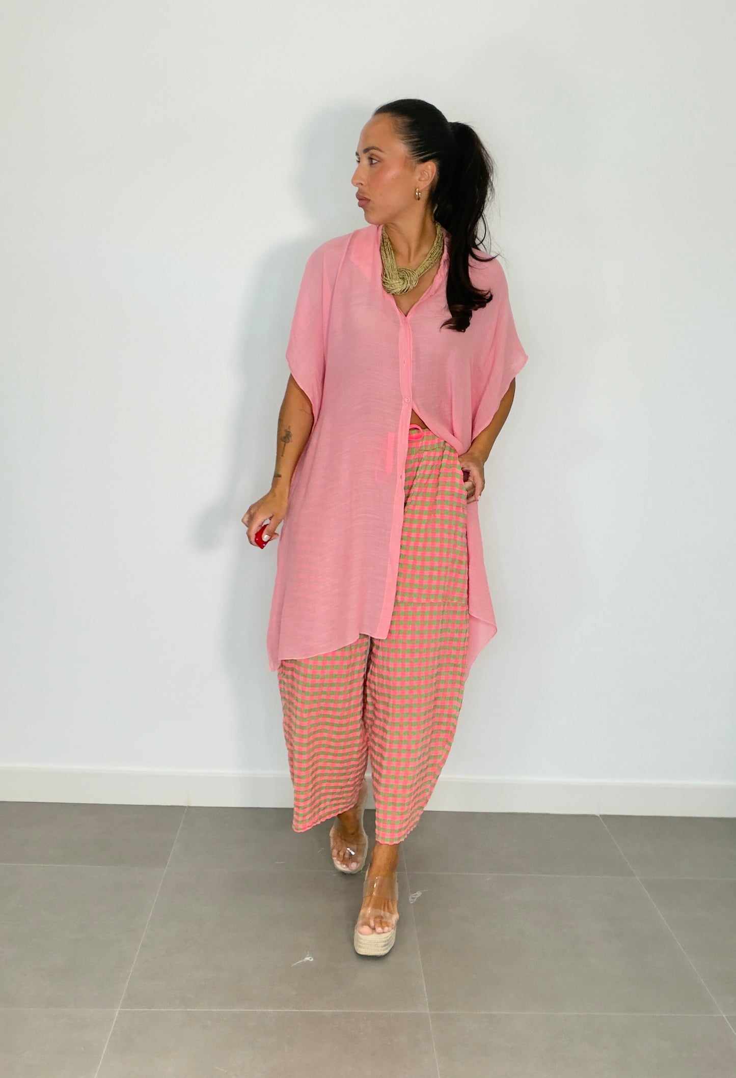 Pantalón VICHY FLÚOR CORDÓN