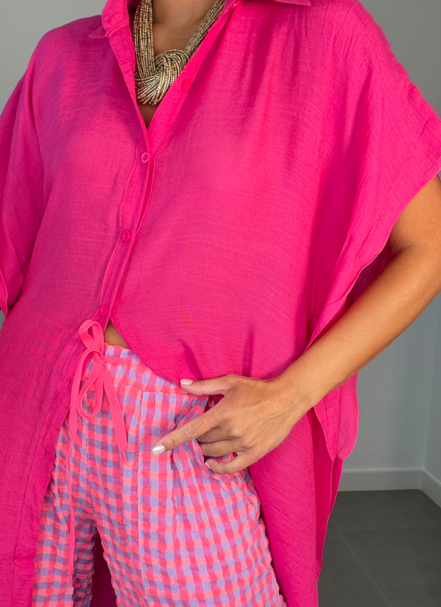 Pantalón VICHY FLÚOR CORDÓN
