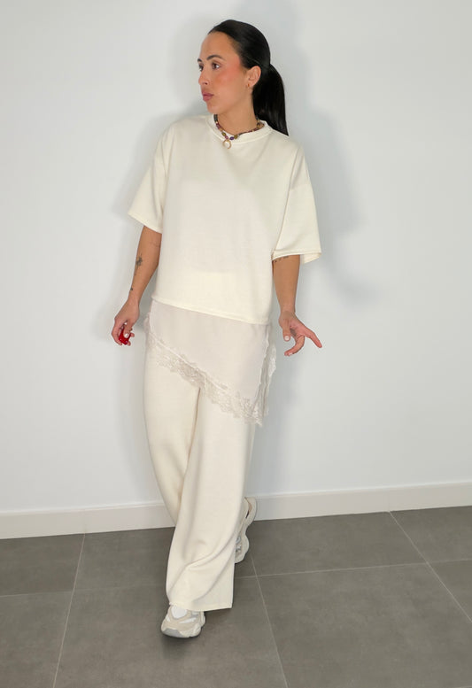 Conjunto ENCAJE CAPA DE AIRE MANGA CORTA