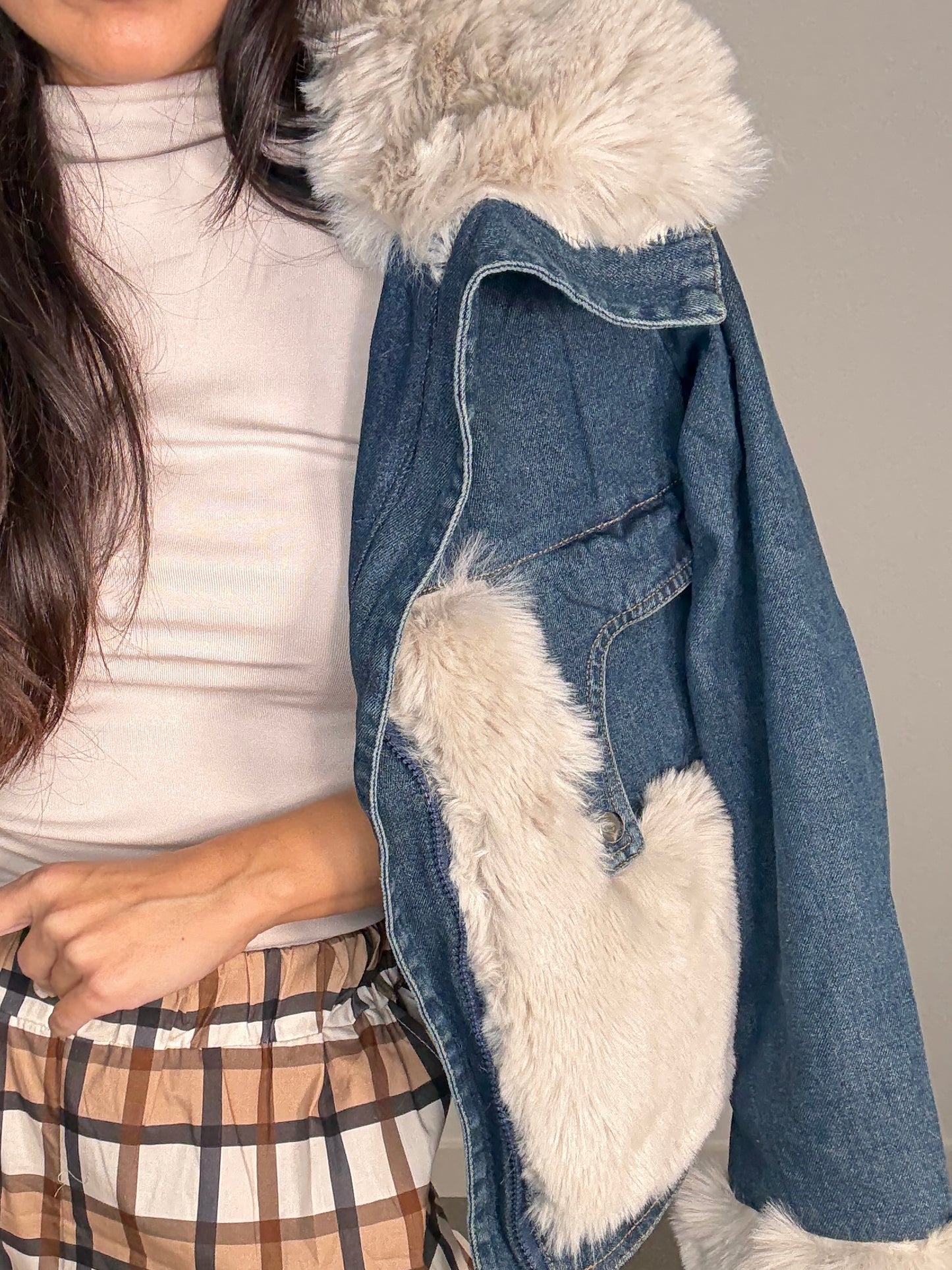 Chaqueta COMBI PELO Y DENIM