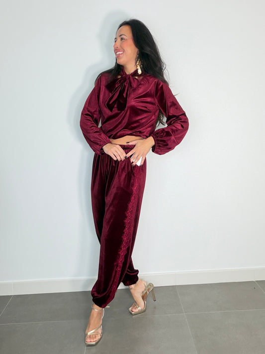 Pantalón BOMBACHO TERCIOPELO ENCAJE