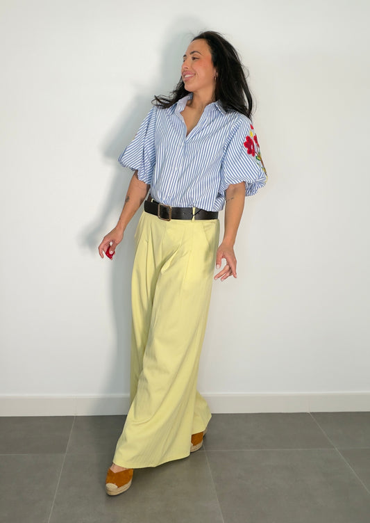 Pantalón FLUIDO CINTURÓN RAYA