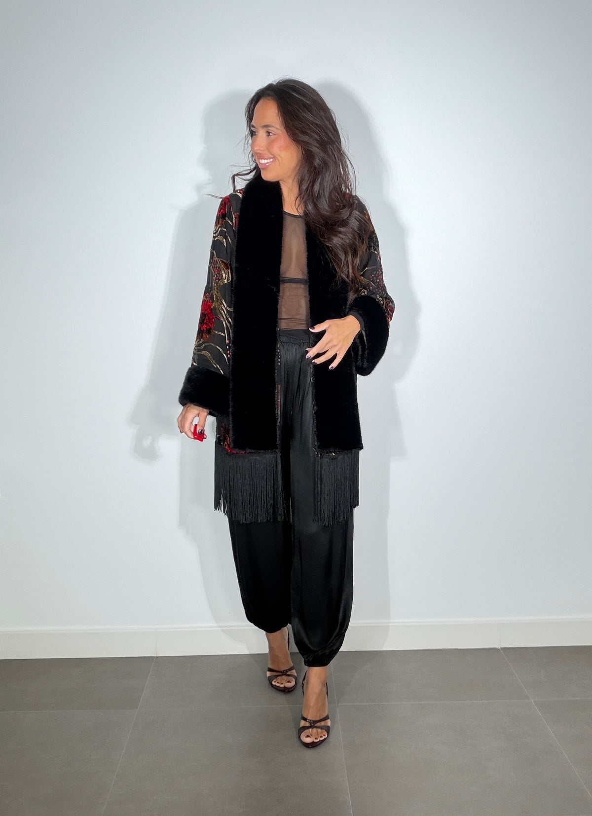 Kimono TERCIOPELO FLECOS CORTO