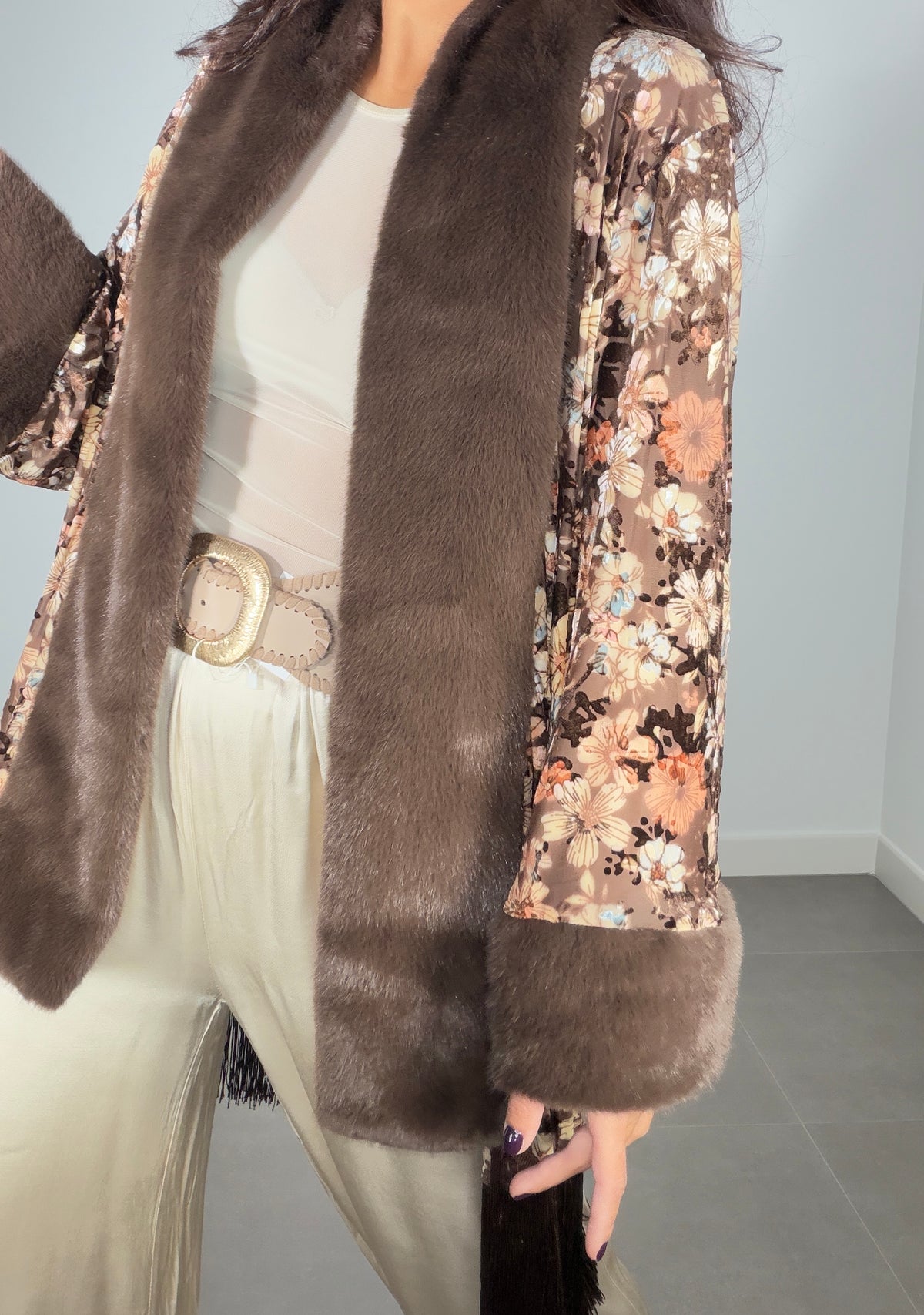 Kimono TERCIOPELO FLECOS CORTO