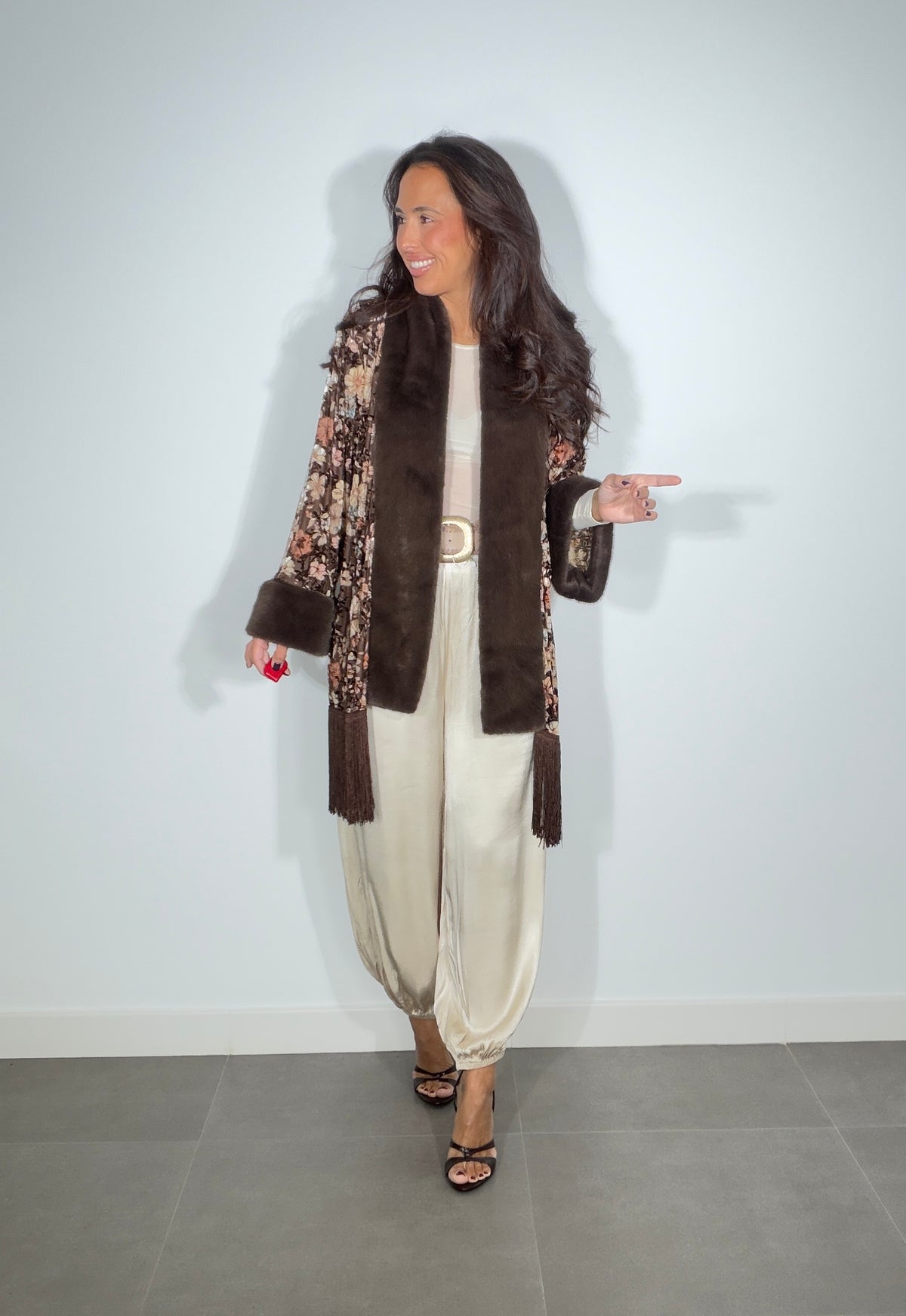 Kimono TERCIOPELO FLECOS CORTO