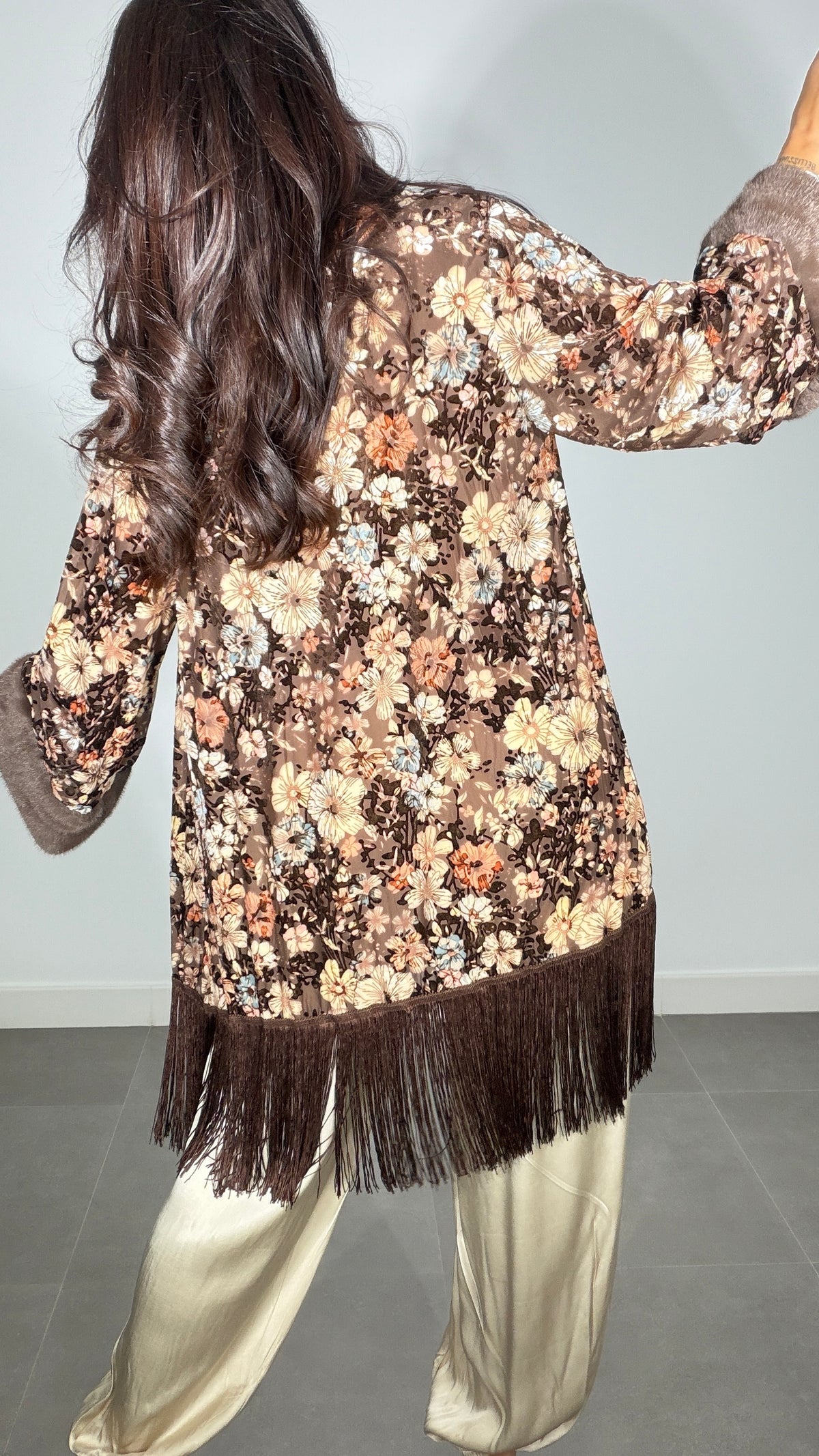 Kimono TERCIOPELO FLECOS CORTO