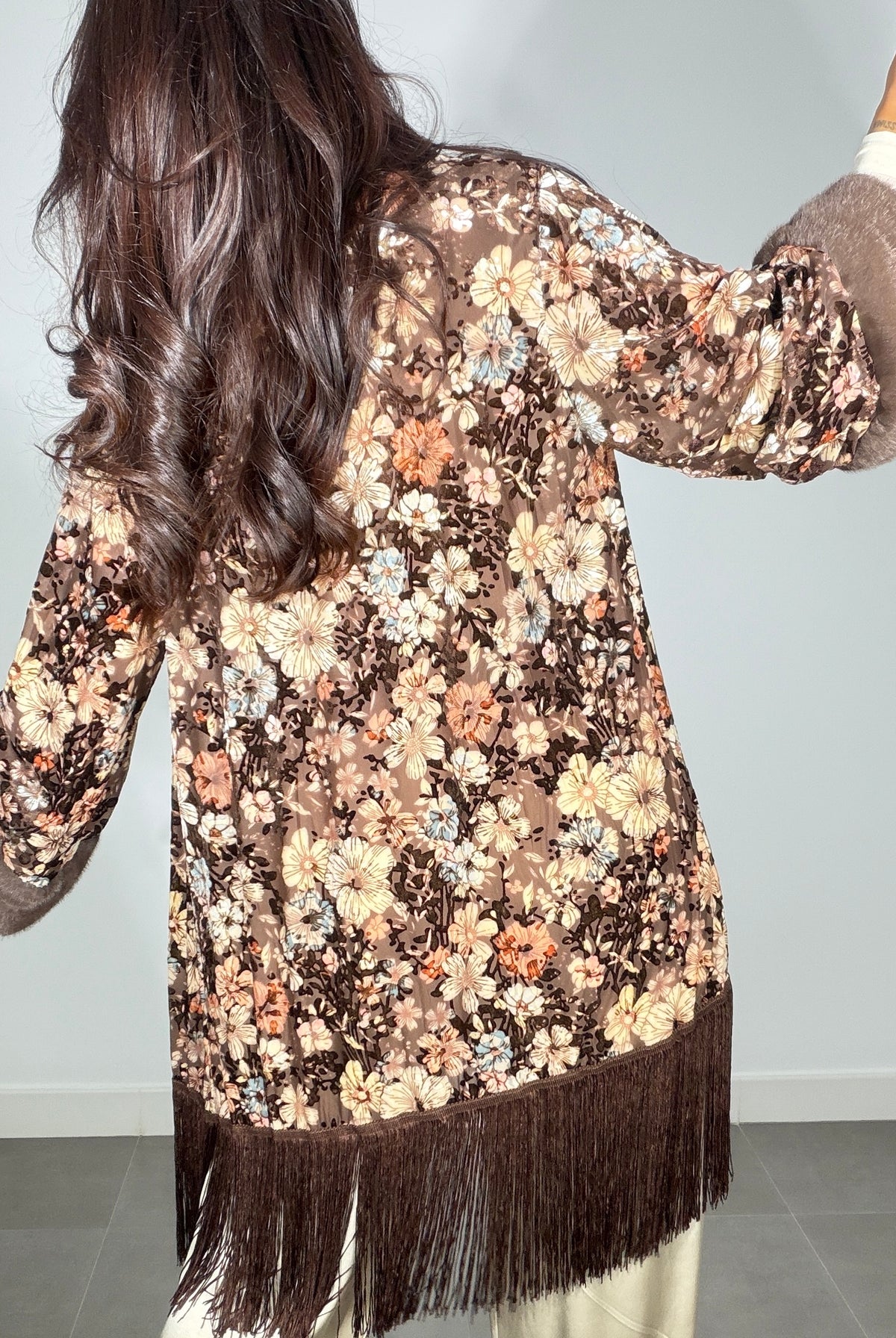 Kimono TERCIOPELO FLECOS CORTO