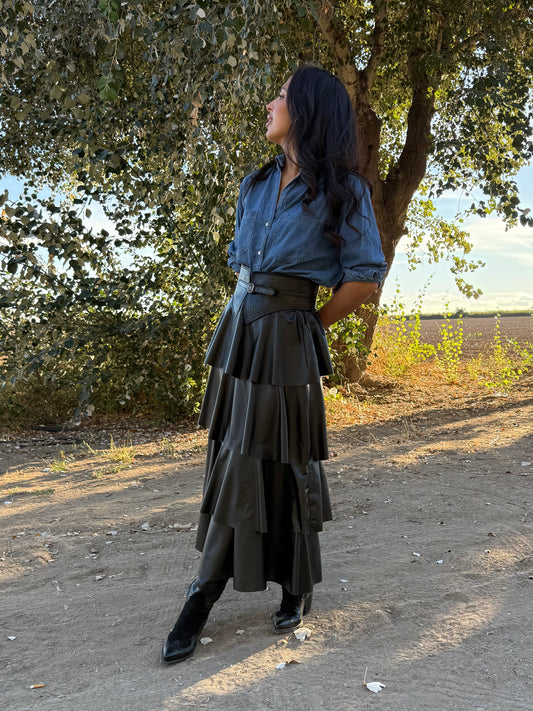 Falda VOLANTES POLIPIEL