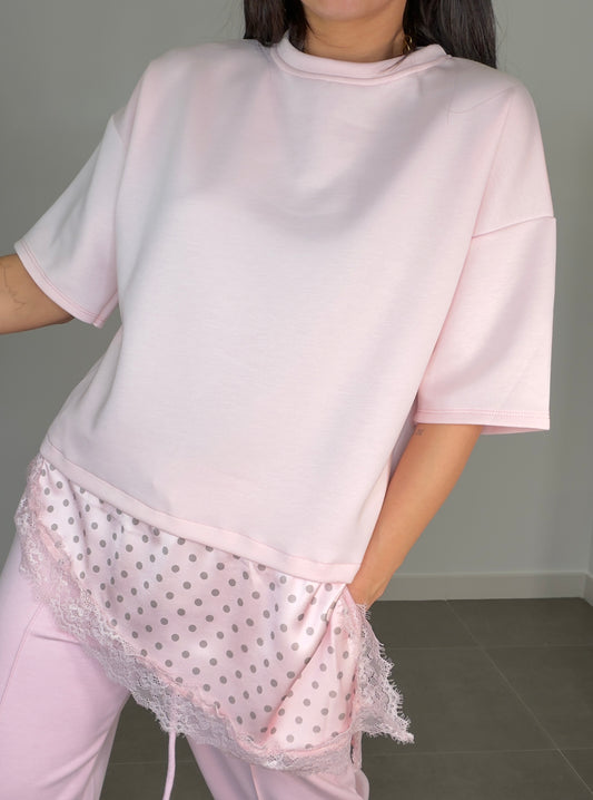 Camiseta CAPA DE AIRE ENCAJE LUNARES