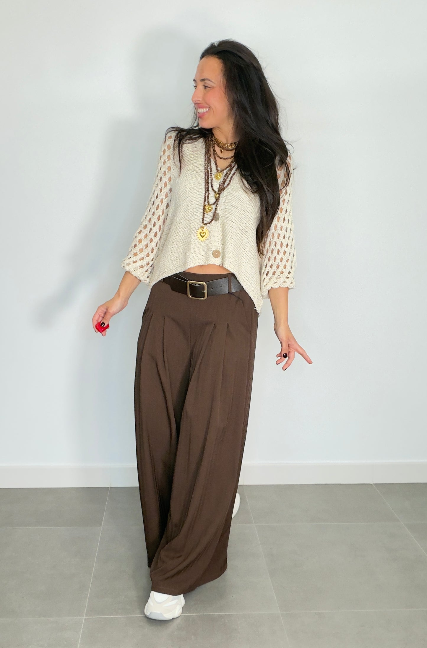Pantalón FLUIDO CINTURÓN RAYA
