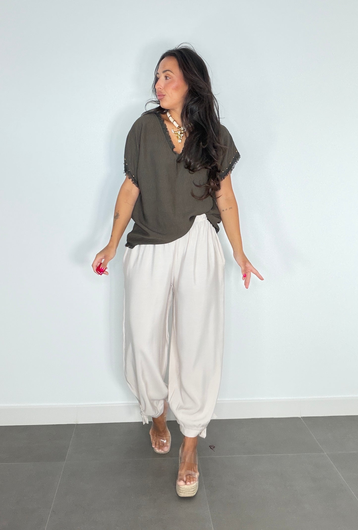 Pantalón BOMBACHO PIEL MELOCOTÓN LAZADA